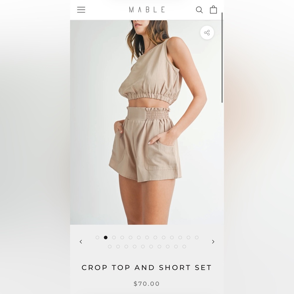 MABLE Turquoise terry cloth crop and shorts set